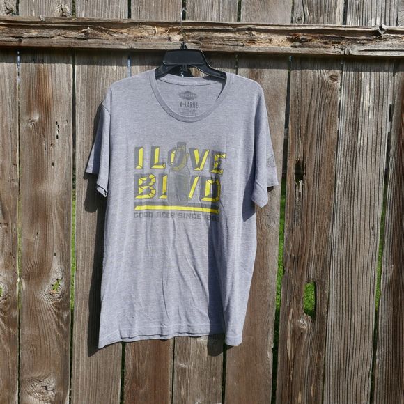 Boulevard Beer Mens T-shirt Vintage Look Gray Short Sleeve XL I Love Blvd - Picture 1 of 5
